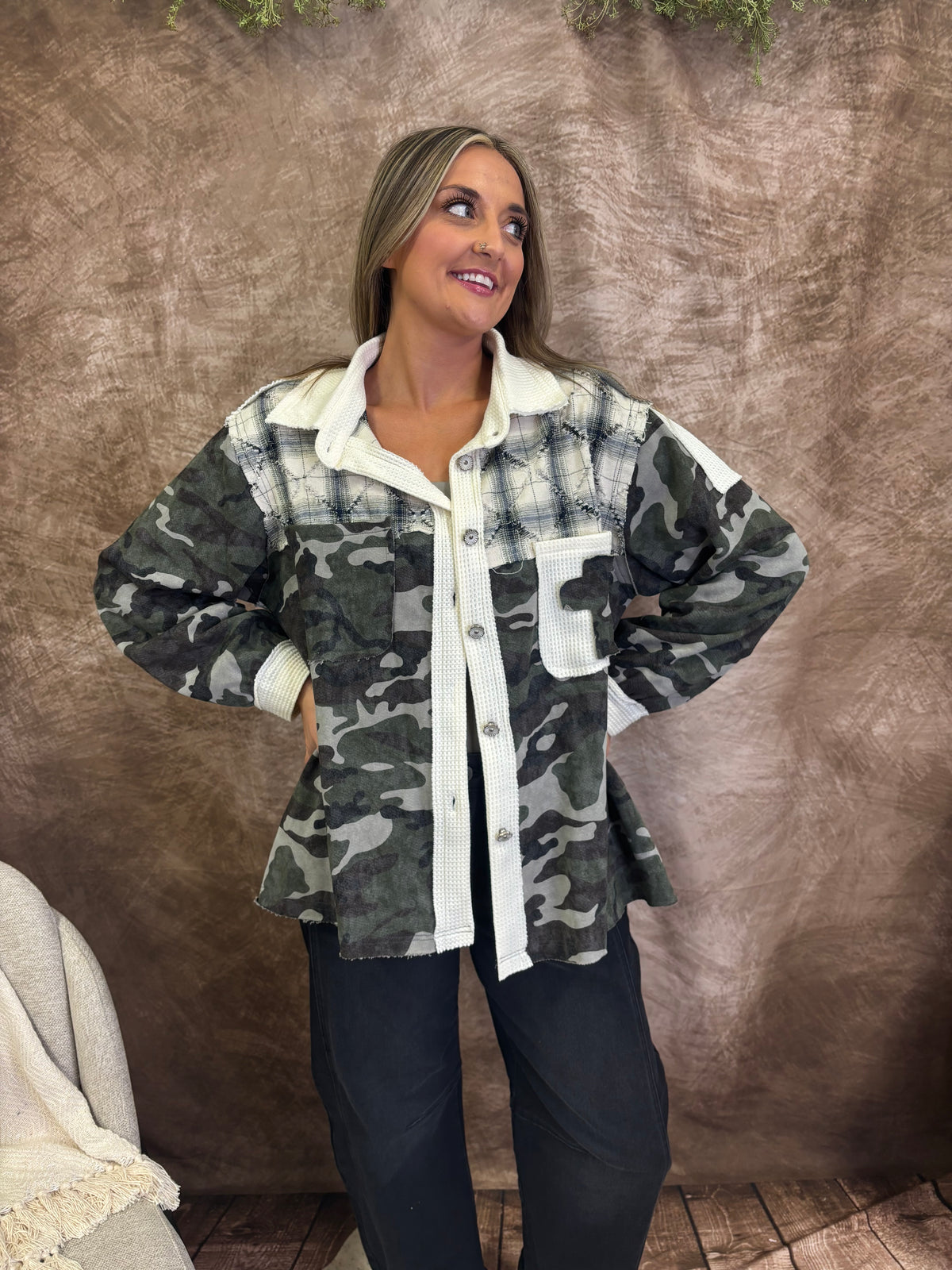 Cozy Christian® x POL - Made For His Kingdom Camo Oversized Shacket - Philippians 3:20