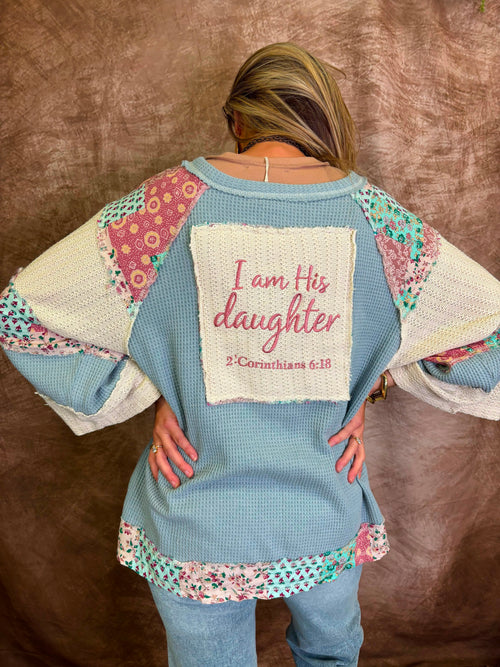 Cozy Christian® x POL - Round Neck Faith Patch Overlock Stitch Knit Top - 2:Corinthians 6:18